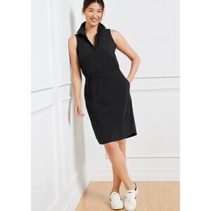 T by Talbots Lightweight Woven Stretch Half-zip Dress Size XL Black